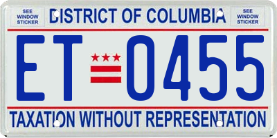DC license plate ET0455
