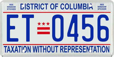 DC license plate ET0456