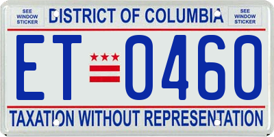 DC license plate ET0460