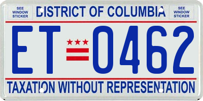 DC license plate ET0462