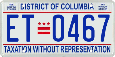 DC license plate ET0467