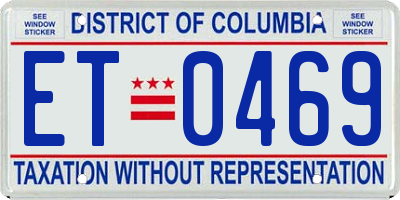 DC license plate ET0469