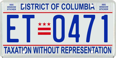 DC license plate ET0471