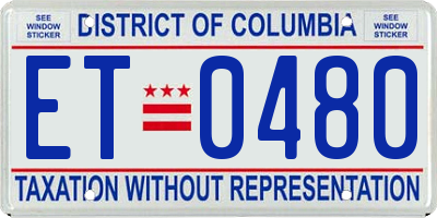 DC license plate ET0480