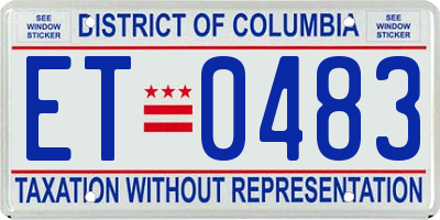 DC license plate ET0483