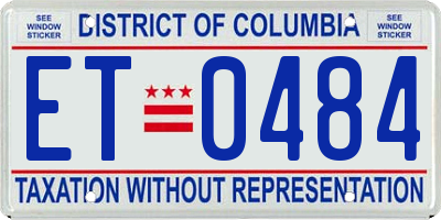DC license plate ET0484
