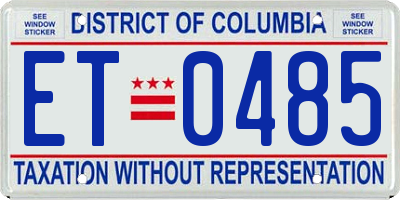 DC license plate ET0485