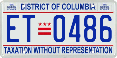 DC license plate ET0486