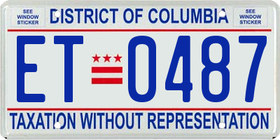 DC license plate ET0487