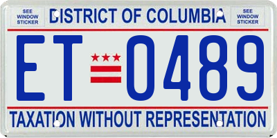 DC license plate ET0489