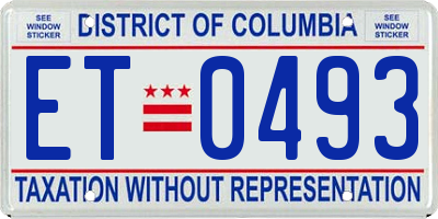 DC license plate ET0493