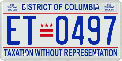 DC license plate ET0497