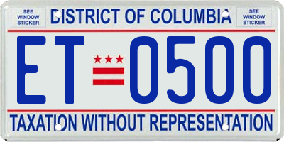 DC license plate ET0500