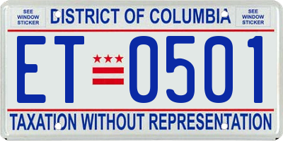DC license plate ET0501