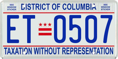 DC license plate ET0507