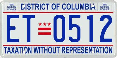 DC license plate ET0512