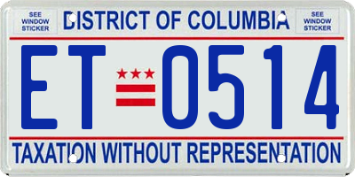 DC license plate ET0514