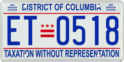 DC license plate ET0518