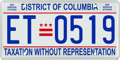 DC license plate ET0519