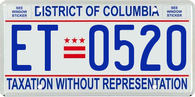 DC license plate ET0520