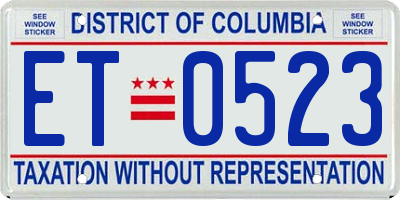 DC license plate ET0523