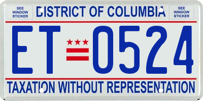 DC license plate ET0524