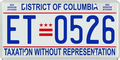 DC license plate ET0526