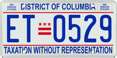 DC license plate ET0529