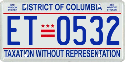 DC license plate ET0532