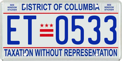 DC license plate ET0533