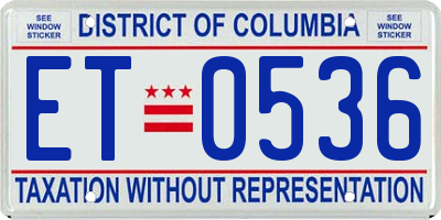 DC license plate ET0536