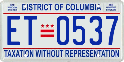 DC license plate ET0537