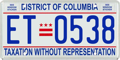 DC license plate ET0538