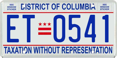 DC license plate ET0541