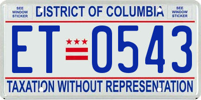 DC license plate ET0543