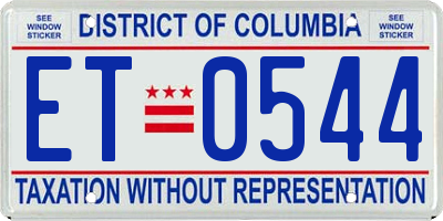 DC license plate ET0544