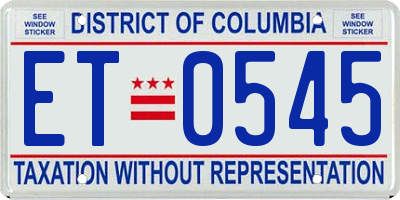 DC license plate ET0545