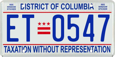 DC license plate ET0547