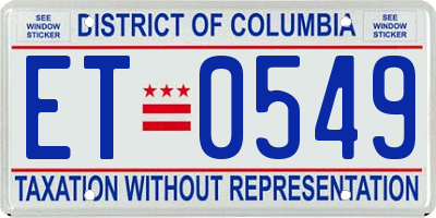 DC license plate ET0549