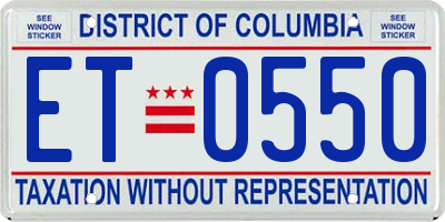 DC license plate ET0550