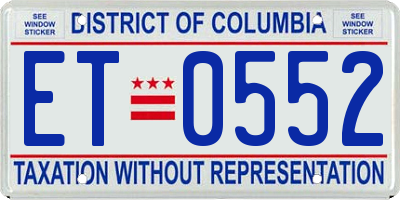 DC license plate ET0552