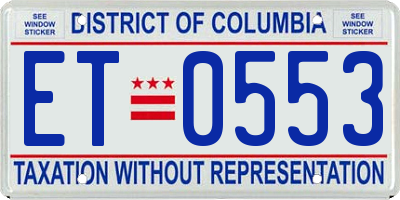 DC license plate ET0553