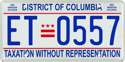 DC license plate ET0557