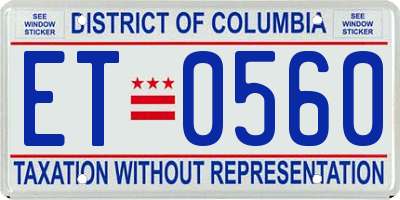 DC license plate ET0560