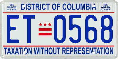DC license plate ET0568