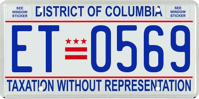 DC license plate ET0569