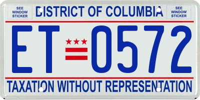 DC license plate ET0572