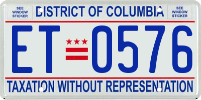 DC license plate ET0576