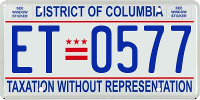 DC license plate ET0577