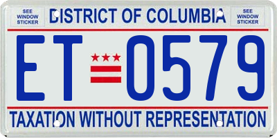 DC license plate ET0579